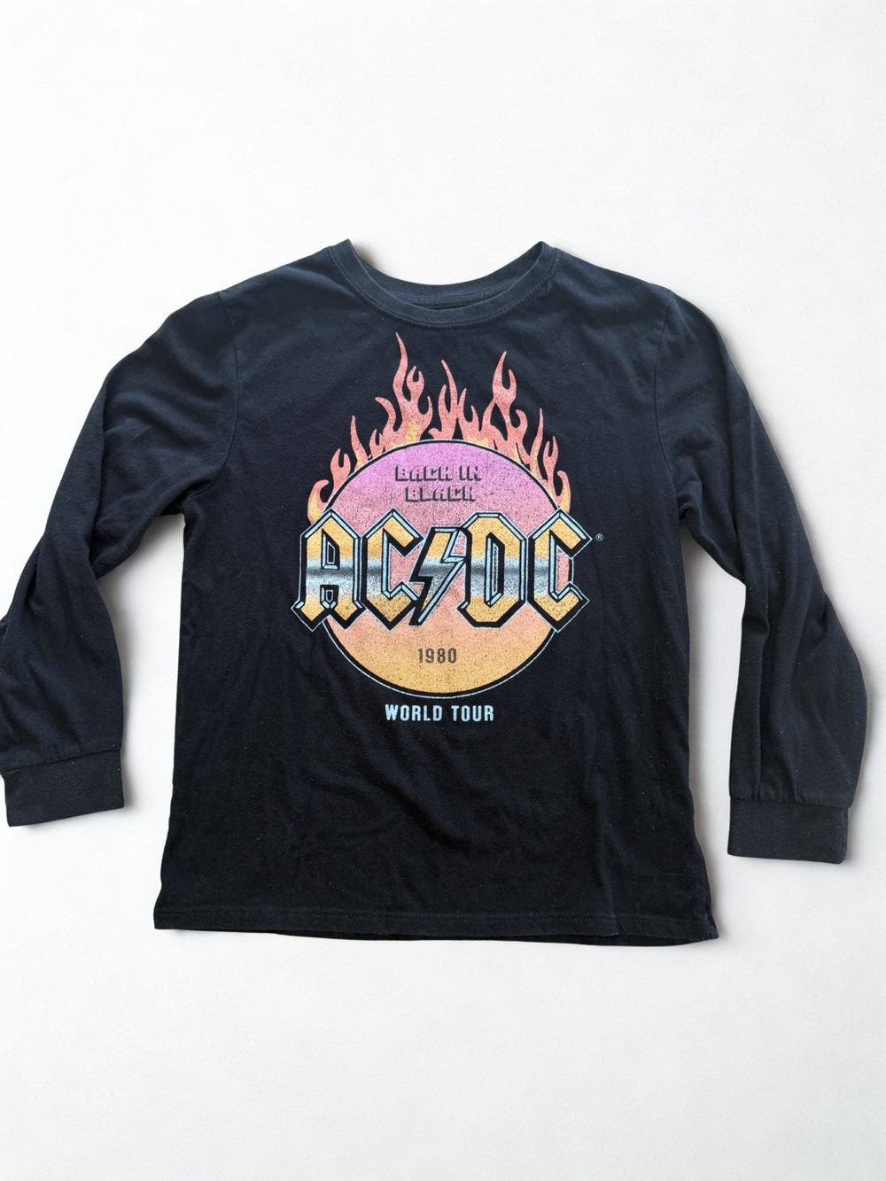 Boys AC/DC Black In Black World Tour Long Sleeve Graphic Band Tee